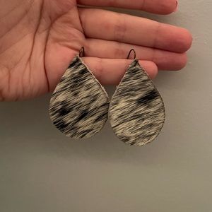 Cowhide tear drop earrings